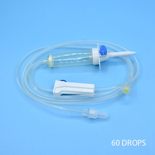 Infusion set with Middle size Injection 60 drops drip chamber